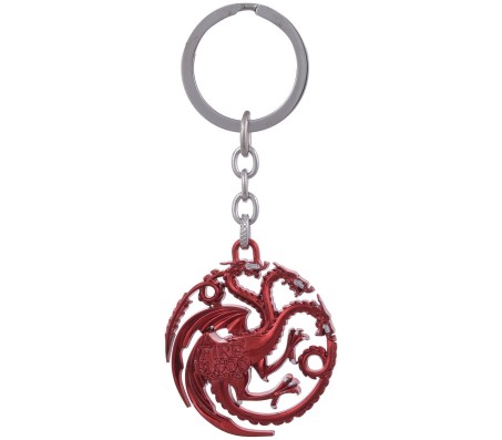 Red Game Of Thrones Targaryen ,3 Headed Dragon Keychain