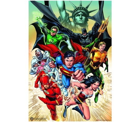 Justice League Flash Batman Wonder Woman Aquaman Superman Cyborg Creen Lantern Comic Cartoon Poster By Happy GiftMart  Licensed by WB