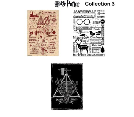  Harry Potter Set of 3 Spells Deathly Hallow and Signs / Typography Poster By Happy GiftMart Licensed by WB