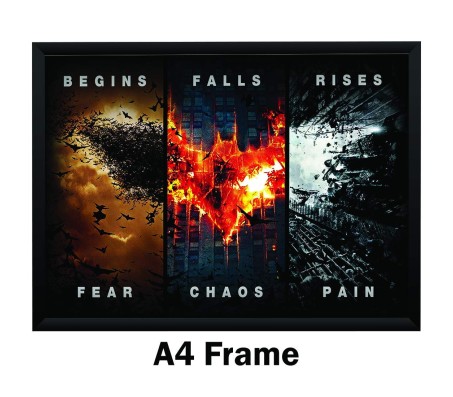 Batman Trilogy Begins Falls Rise Fear Caos and Pain Poster by Happy GiftMart Licensed by WB