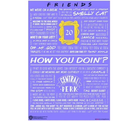 Friends TV Series Quote Typhographic Infographic Saysings Frame Poster By Happy GiftMArt Licensed by WB
