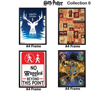 Harry Potter Set of 4 Expecto Patronum No Muggles Beyond This Point Hogwarts Crest Signs/Typography  Poster by Happy GiftMart Licensed by WB
