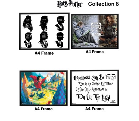 Harry Potter Set of 4 Quidditch Hermione Emma Watson Library Quote Happiness Quote and Outlines Poster by Happy GiftMart Licensed by WB