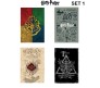 Harry Potter Set of 4 Crest Icons/Typography Marauders Map and Deathly Hallow Poster by Happy GiftMart Licensed by WB