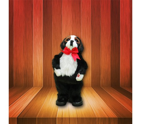 Dancing Dog with Bow Musical Soft Toy (Black)