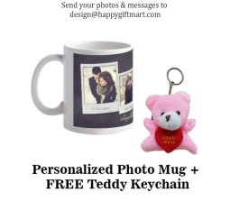 Personalized Collage Mug With Your Photos & Messages With Free Teddy Keychain