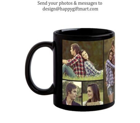 Personalized Black Collage Mug With Your Photos & Messages