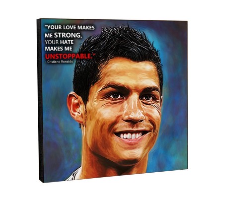 Cristiano Ronaldo Unstoppable Motivational Inpirational Quote Pop Art Wooden Frame Poster