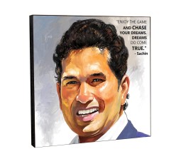 Sachin Tendulkar Dreams Do Come True Motivational Inpirational Quote Pop Art Wooden Frame Poster