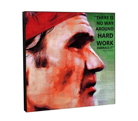 Roger Federer Hard Work Motivational Inpirational Quote Pop Art Wooden Frame Poster