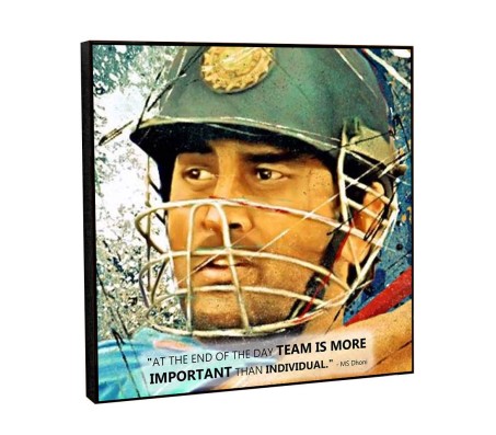 Ms Dhoni Team is Important Leader Quote Pop Art Wooden Frame Poster