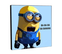 Minion Despicable Me Movie Banana Song Pop Art Wooden Frame Poster