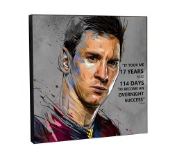 Lionel Messi 17 Years and 114 Days Motivational Inpirational Quote Pop Art Wooden Frame Poster
