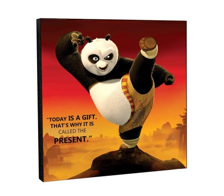 Kung Fu Panda Movie Today is a Gift Motivational Inpirational Quote Pop Art Wooden Frame Poster