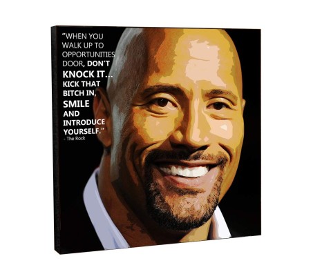 Rock Dwayne Johnson Opportunities Motivational Inpirational Quote Pop Art Wooden Frame Poster