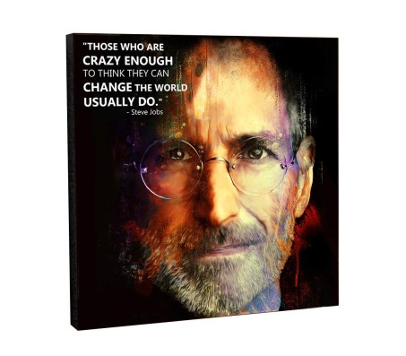 Steve Jobs Change The World Motivational Inpirational Quote Pop Art Wooden Frame Poster