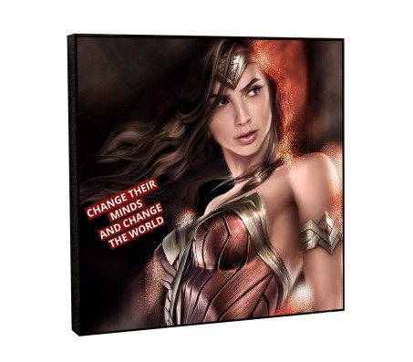  WB Official Wonder Woman Change Their Minds Motivational Inpirational Quote Pop Art Wooden Frame Poster 