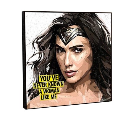 WB Official Wonder Woman You've Never Known A Woman Like Me Quote Pop Art Wooden Frame Poster