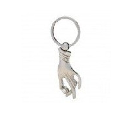 Zinc Alloy Hand Holding Diamond Shape Keychain - Silver