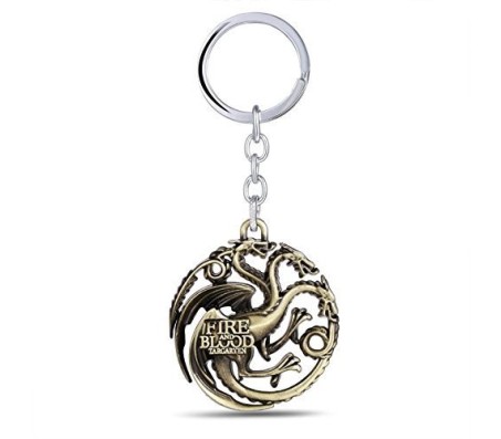 Game Of Thrones Daenerys Targaryen 3 Headed Dragon Metal Keychain , Bronze