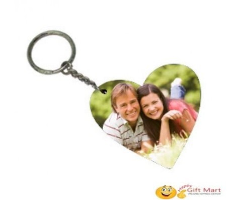 Personalized Heart Shape Wooden Keychain With Your Photo