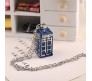 Doctor Who Tardis Necklace Police Box Retro Style Blue Color Necklace