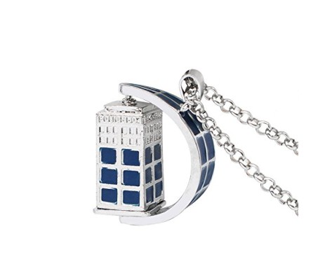 Doctor Who Spinning 3D TARDIS Police Box Blue Color Necklace Pendant For Men and Women