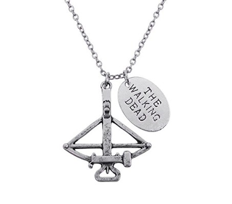 The Walking dead Crossbow FEAR THE LIVING Silver Pendant Necklace For Men and Women