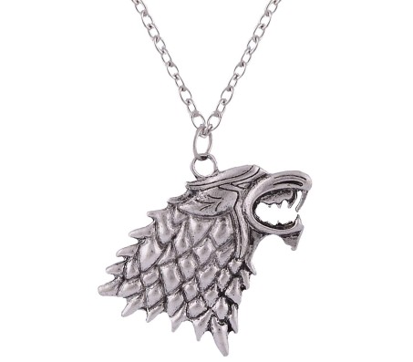 Game of Thrones GOT Stark Winter is Coming Wolf Pendant Necklace Mens Womens Jewellery