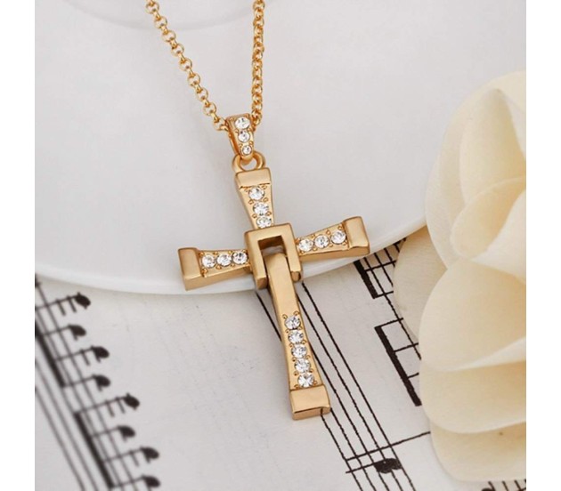 Buy Gold Plated Cross Cursive Name Necklace | Israel-Catalog.com