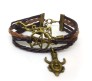 Supernatural Bracelet with Pentagram Metal and Dean Winchester Mask Vintage Amulet Leather Bracelet for Woman and Girls