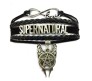 Supernatural Bracelet With Castiel Charm And Pentagram Metal and Leather Bracelet for Woman and Girls