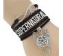 Supernatural Bracelet With Castiel Charm And Pentagram Metal and Leather Bracelet for Woman and Girls