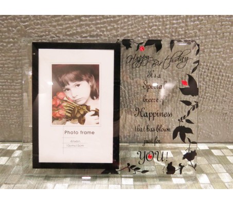 Happy Birthday Glass Photo Frame