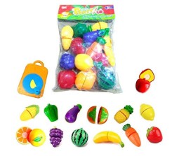 15 Pcs Fruit and Vegetables Cutting Play Toy Chopping Cutter Set Realistic Slice able
