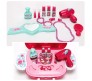 19 pcs Little Girls Pretend Makeup Set Cosmetic Beauty Salon Toy Pretend Dress-up Kit for Toddlers Kids with Mirror