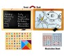 5 in 1 Wooden Black Board Plus Magnetic White Board Easel with ABC Alphabet Numbers Math & Tangram Puzzle