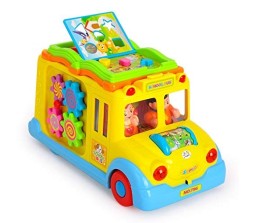 Educational School Bus Activity Toy Vehicle with Music, Sounds, and Lights for Toddlers and Baby