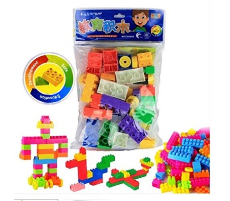 Plastic Lego Like Colorful Educational DIY Mini World Building Blocks Puzzle Construction Toy (Multicolour)-Set of 85