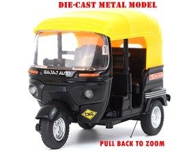 Bajaj Auto Rickshaw - 1:14 Scale - Die-Cast Metal Model Toy for Kids