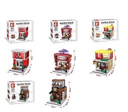 Fast Food Joints 4 in 1 Lego Like Building Blocks from Sembo Blocks 540 Pieces to Construct McDonalds Star Bucks KFC and Ice Cream Parlour Educational Toy for Kids