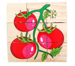 Colorful Wooden Block Picture Puzzle for Toddlers and Small Children (Fruit Theme) - 9 Piece