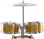 Jazz Drum Set with Chair, Music Toy Instrument for Kids (Gold) - 10 Pieces