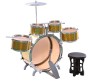 Jazz Drum Set with Chair, Music Toy Instrument for Kids (Gold) - 10 Pieces