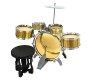 Jazz Drum Set with Chair, Music Toy Instrument for Kids (Gold) - 10 Pieces