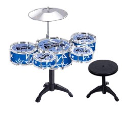 Jazz Drum Set with Chair - Music Toy Instrument for Kids - 10 Piece Multi Color