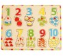 Wooden Puzzle Picture Board Number Wooden Jigsaw Puzzle 1 -10 with Knobs Kids Boys Girls Nursery Class
