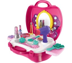 Fashion Make Up Set Along Vanity Beauty Suitcase Toy (Pink and White) - Pack of 21