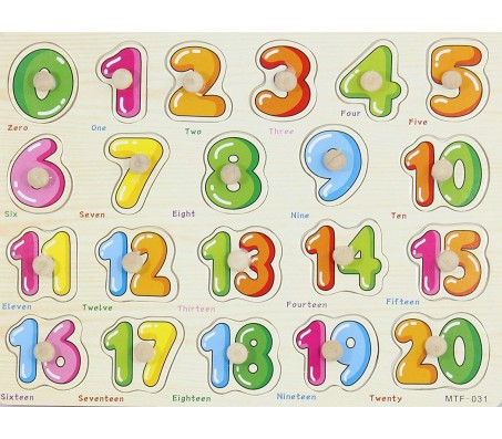 0-20 Wooden Number Puzzle Board for Kids(18M+), Learning Educational Math Toys