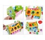 6 in 1 Infant Baby Progress Toys for Colors, Number Blocks, Shape Blocks, Fun Math + Clock + Buiding House Toy for Kids Wooden